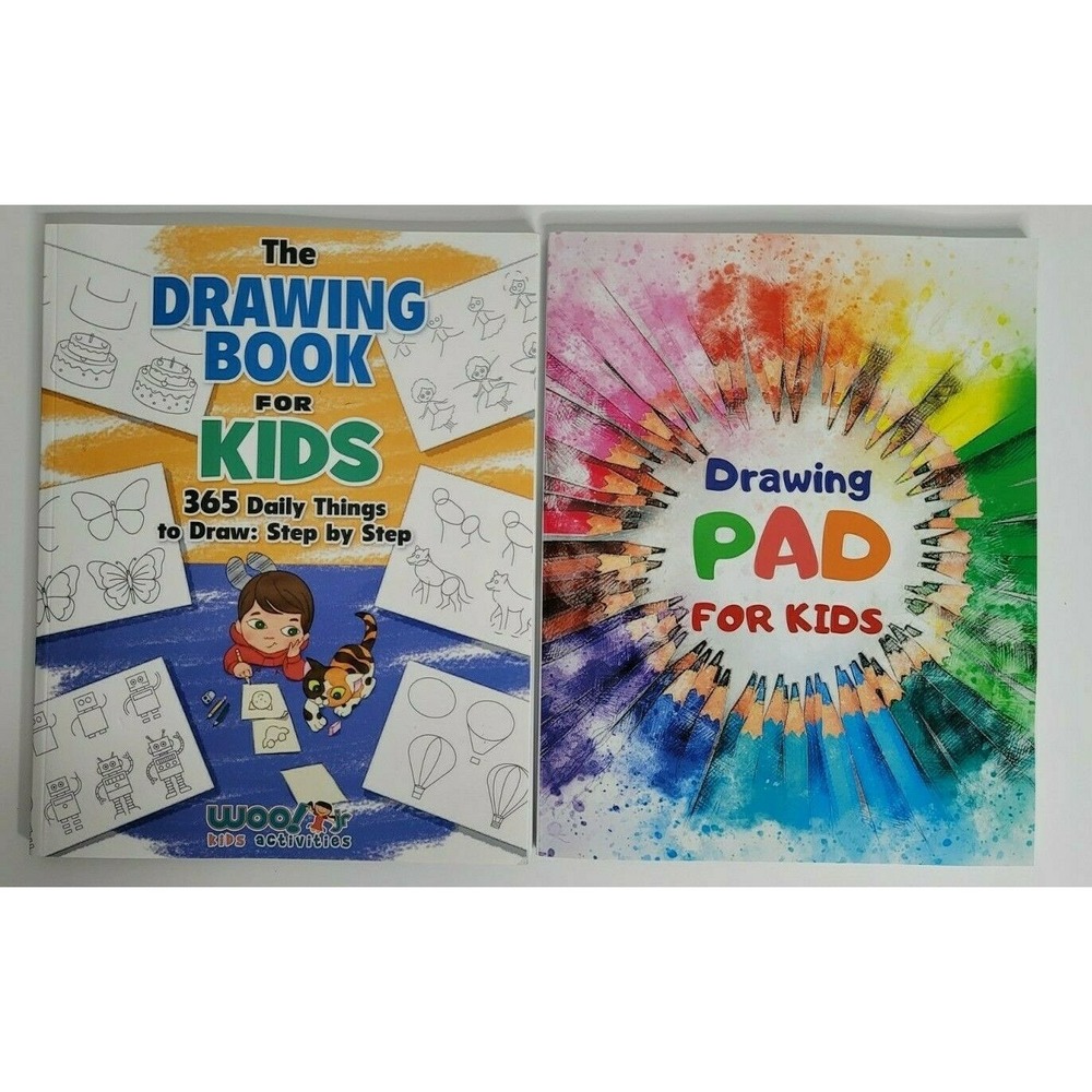 The Drawing Book for Kids: 365 Step by Step Woo! Jr. Kids and Drawing Pad NEW